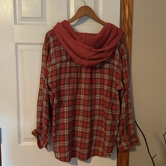 American Eagle flannel shirt with hood size large - Picture 4 of 5